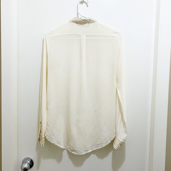 Zara Woman Mulberry Silk Button Down Blouse Vintage Skulls Off White Gold S - Picture 2 of 10